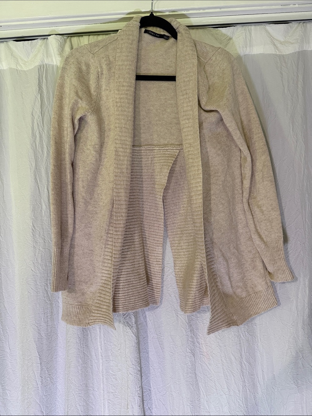 Doe & Rae Open-Front Cardigan Sweater - Light Beige